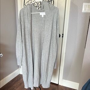 POPSUGAR Heather Gray Open-Front Hooded Cardigan
